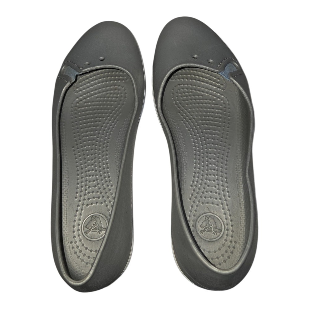 Crocs Crocband Flat Metallic Charcoal Grey Blue Ballet Flats Womens 8 - Picture 6 of 8